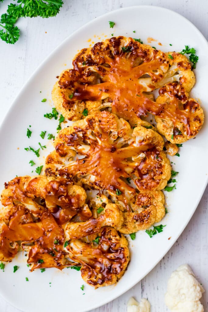 Roasted Cauliflower Steaks {5 Ingredients!} Easy BBQ Recipe