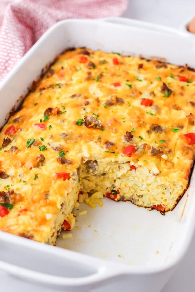 Easy Sausage Hash Brown Breakfast Casserole (with Make Ahead Option)