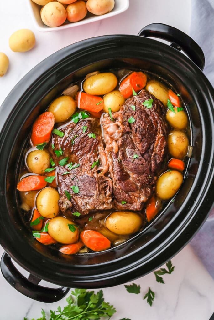 Easy Slow Cooker Pot Roast Classic Recipe with Potatoes & Carrots