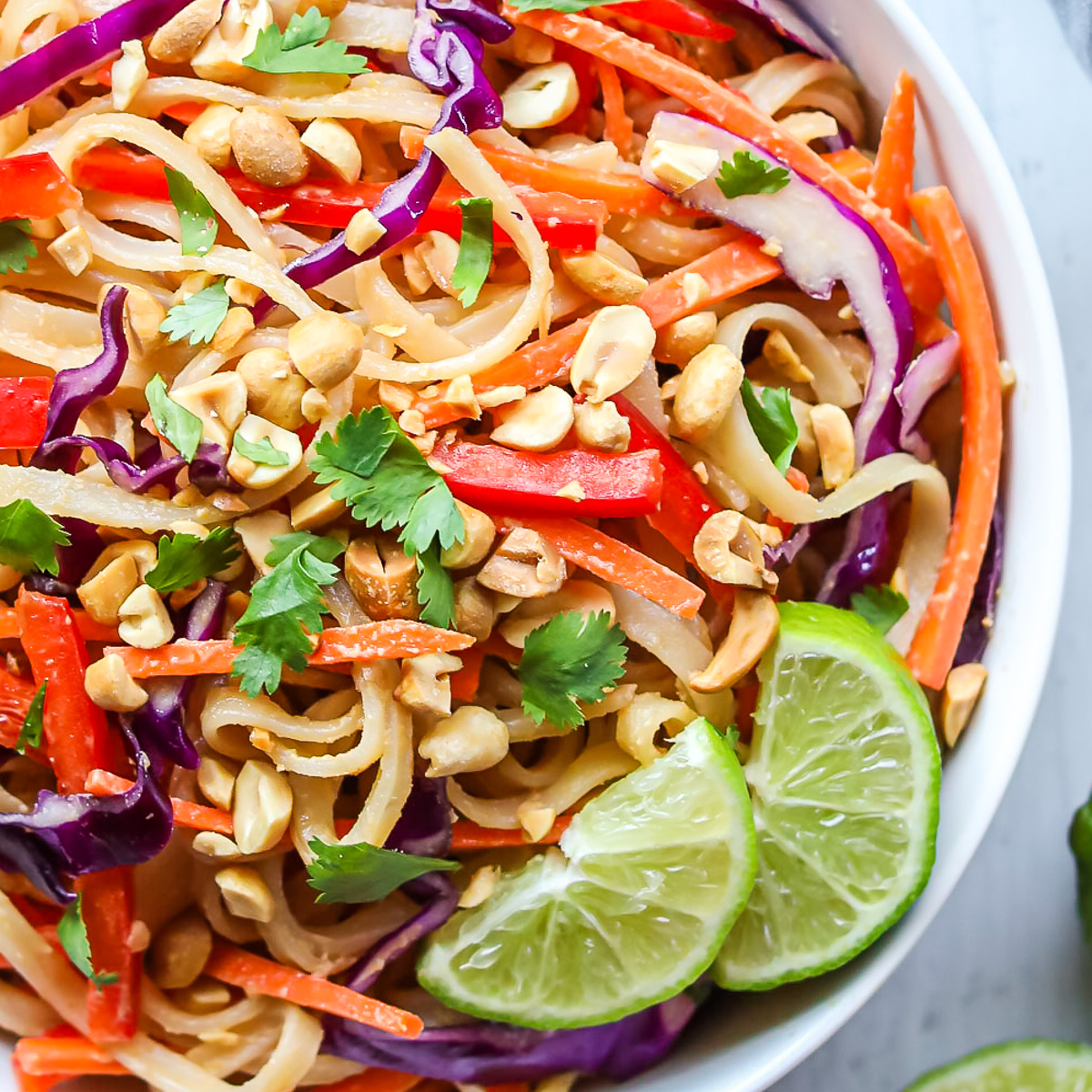 Thai Noodle Salad with BEST Peanut Sauce | by Her Wholesome Kitchen