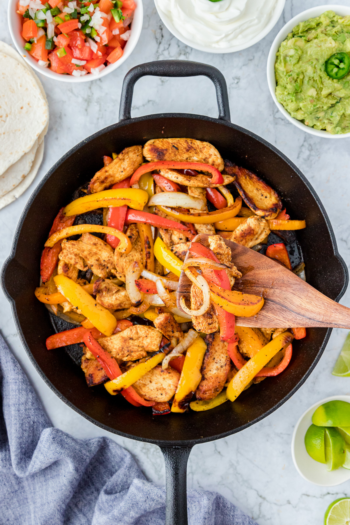 chicken fajitas in skillet