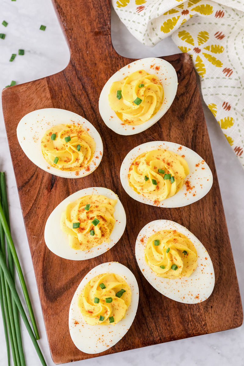 deviled eggs being served