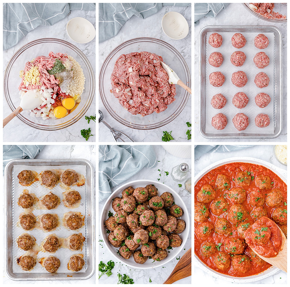 Step by step how to make meatballs.