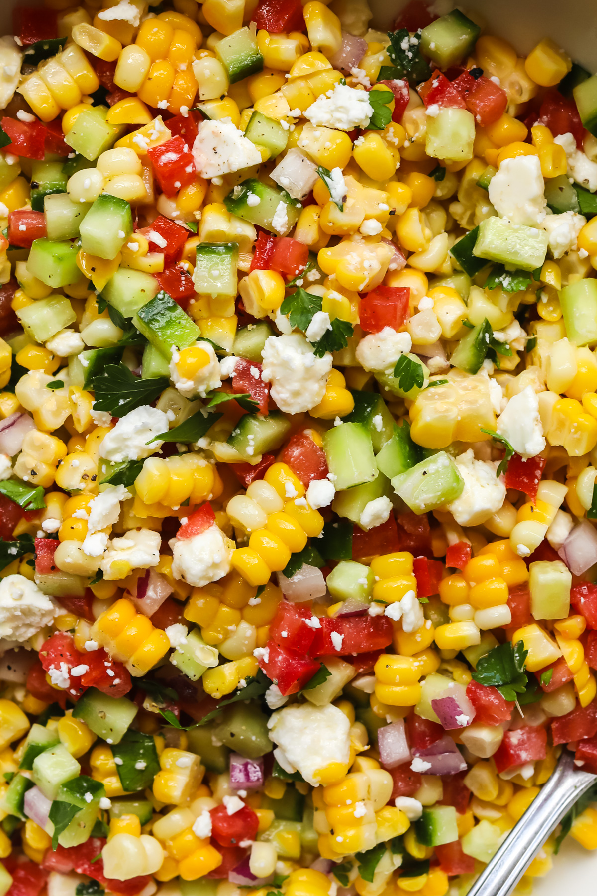 Corn salad up close.