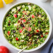 Brussels sprout salad in a bowl.