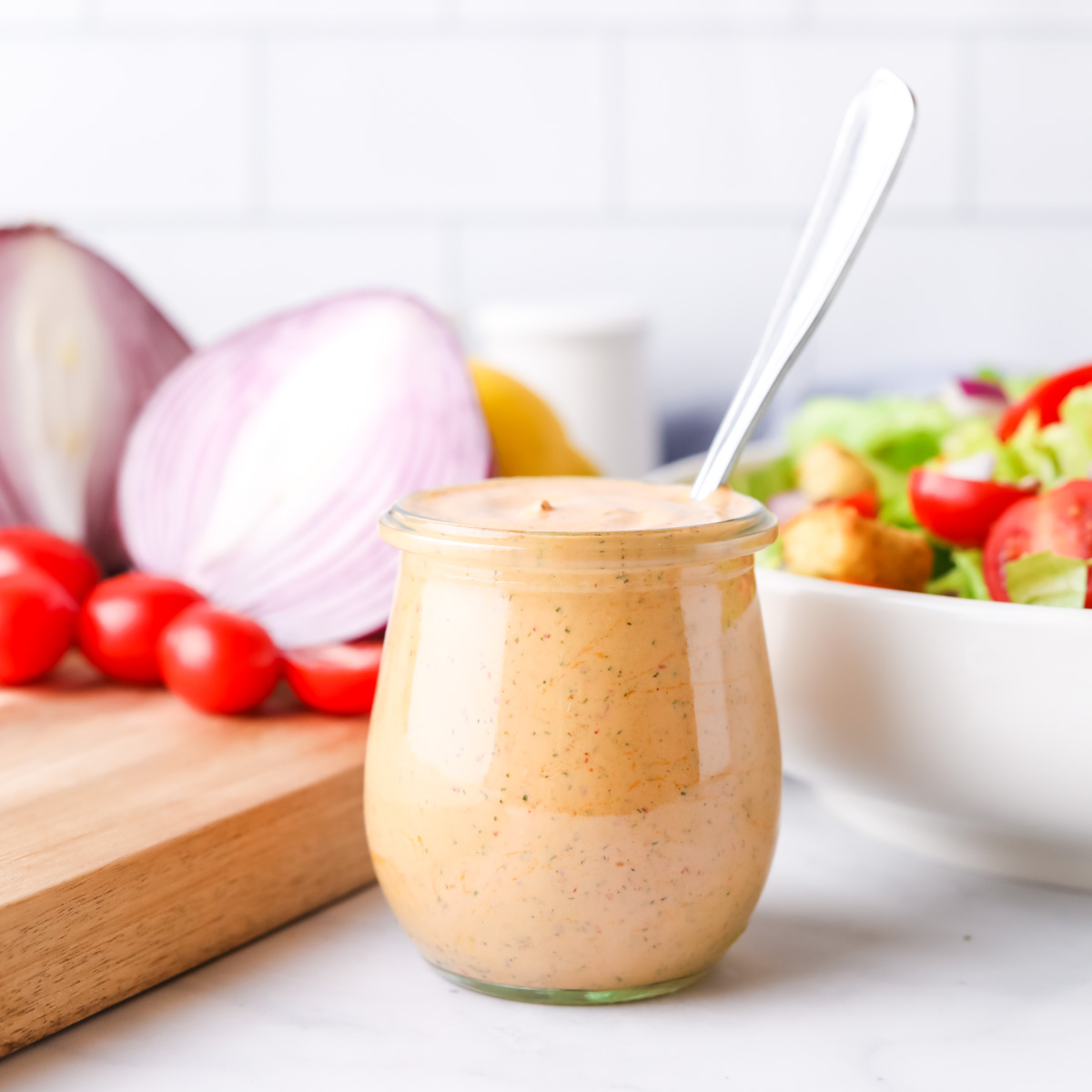 Chipotle ranch dressing in a jar. 
