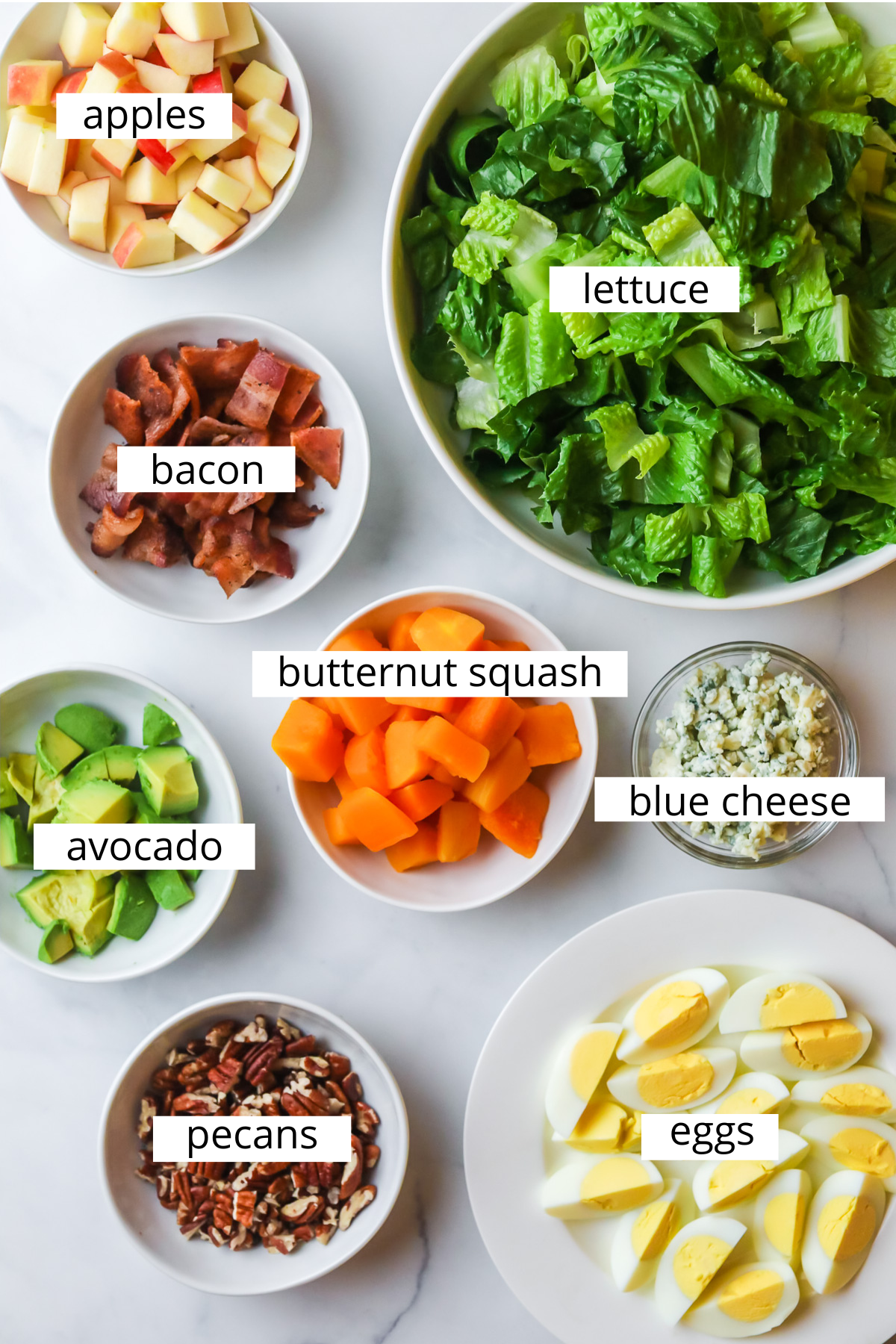 Fall cobb salad ingredients.