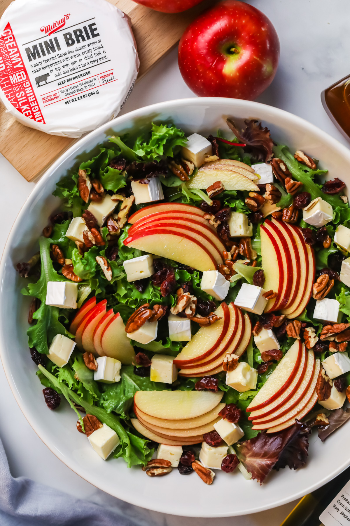 Apple brie salad with dijon dressing.
