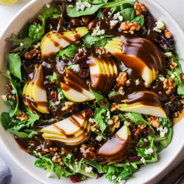 Pear salad with balsamic dressing.