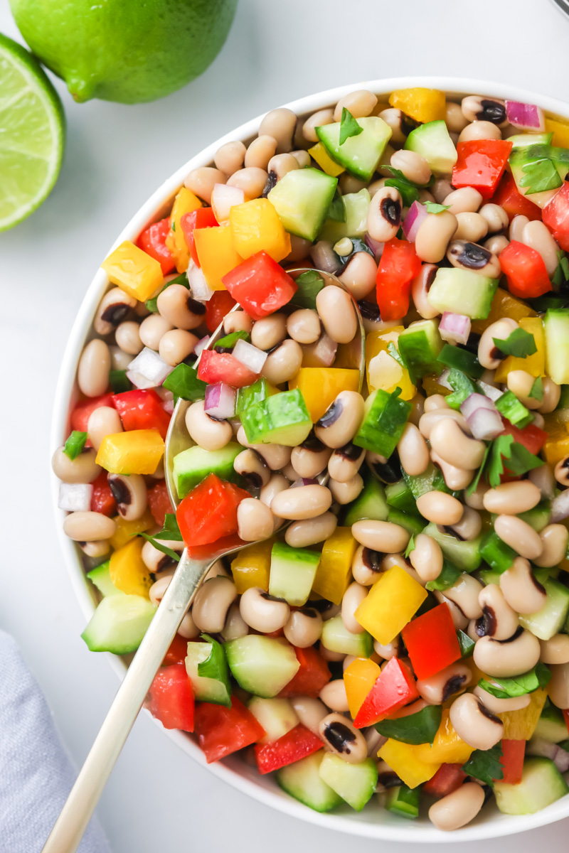 Black eyed pea salad with lime dressing.