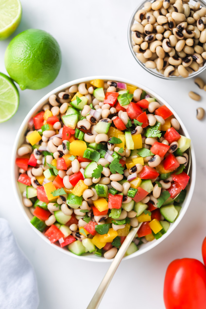 Black eyed pea salad with lime dressing.