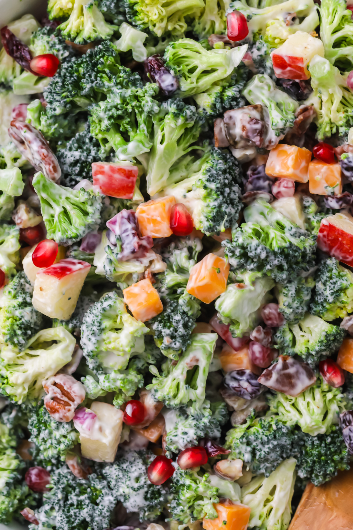 Holiday broccoli salad in bowl.