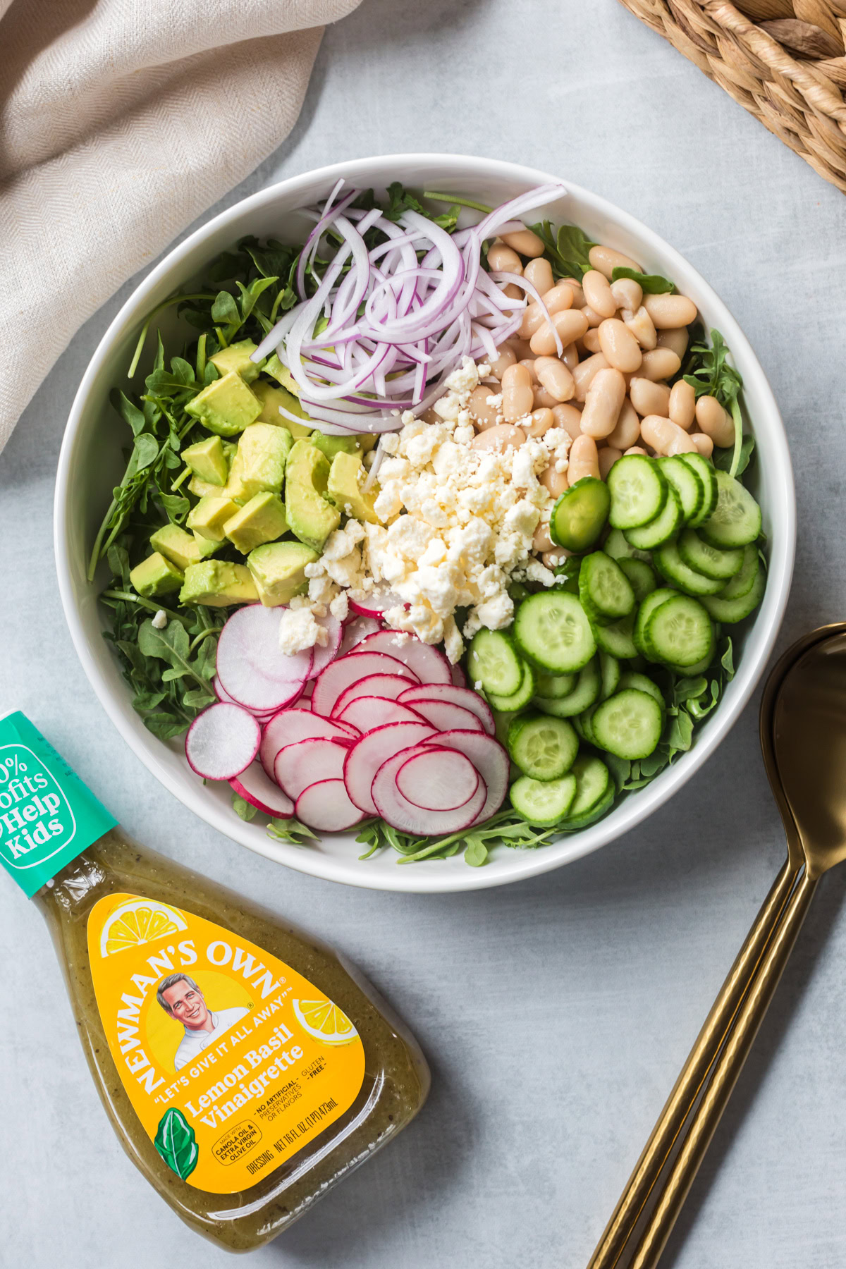 Spring salad ingredients. 